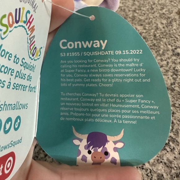 NWT 3” Conway cow Squishmallow clip - Picture 3 of 3
